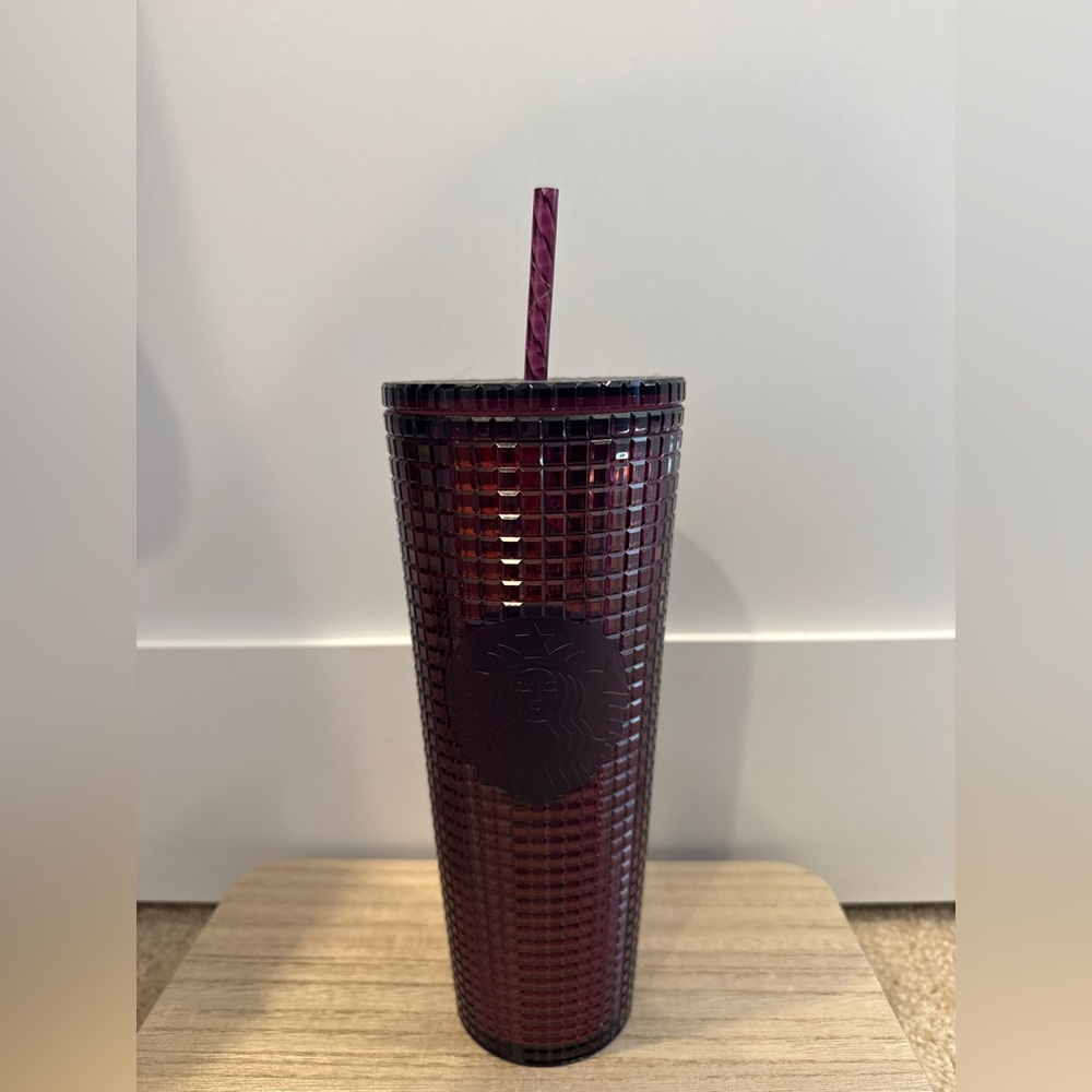 Starbucks Dark Purple Textured Tumbler with Straw